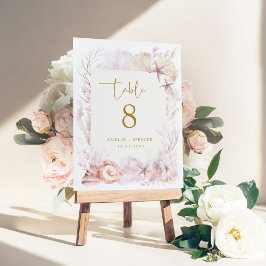 Zachte Blush Lavendel Ocean Trouwtafel Nummer Kaart