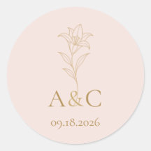 Zachte Blush Lelie Trouw Monogram Enveloppe Zegel