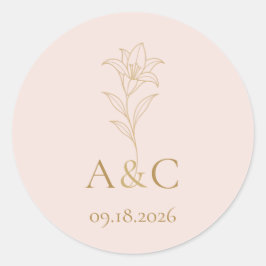 Zachte Blush Lelie Trouw Monogram Enveloppe Zegel