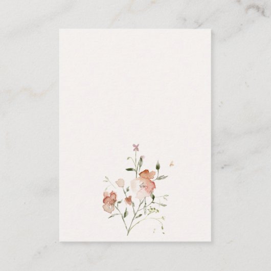 Zachte blush Meadow Floral Wishing Well Wedding Informatiekaartje (Achterkant)
