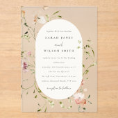 Zachte Blush Meadow Waterverf Floral Lijst Weddens Acryl Uitnodigingen (Voorkant)