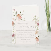 Zachte Blush Meadow Waterverf Floral Lijst Weddens Bedankkaart (Voorkant)