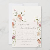 Zachte Blush Meadow Waterverf Floral Lijst Weddens Bedankkaart (Voorkant)