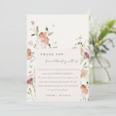 Zachte Blush Meadow Waterverf Floral Lijst Weddens Bedankkaart (Staand voorkant)