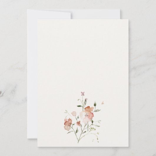 Zachte Blush Meadow Waterverf Floral Lijst Weddens Kaart (Achterkant)