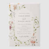 Zachte Blush Meadow Waterverf Floral Lijst Weddens Vellum Uitnodigingen (Voorkant)