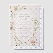 Zachte Blush Meadow Waterverf Floral Lijst Weddens Vellum Uitnodigingen (Offset (Uitnodiging))
