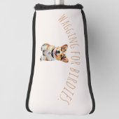 Zachte Blush-Neutrale Corgi 'Kwispelend naar Vogel Golfheadcover (Draai 90)