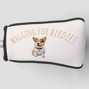 Zachte Blush-Neutrale Corgi 'Kwispelend naar Vogel Golfheadcover