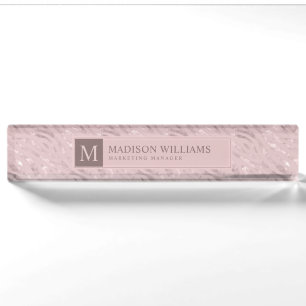 Zachte Blush Pastel Roze Goud Zilver Glitter Patro Naambordje