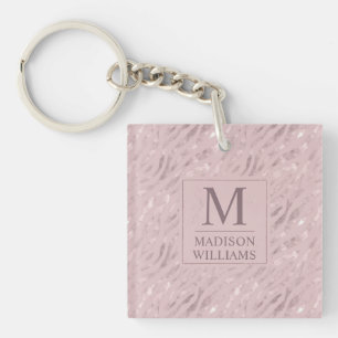 Zachte Blush Pastel Roze Goud Zilver Glitter Patro Sleutelhanger
