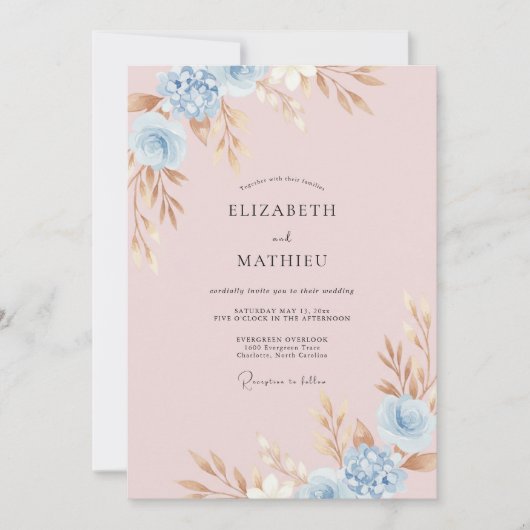 Zachte Blush Periwinkle Ranunculus Eucalyptus Brui Kaart (Voorkant)