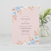 Zachte Blush Periwinkle Ranunculus Eucalyptus Brui Kaart (Staand voorkant)