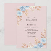 Zachte Blush Periwinkle Ranunculus Eucalyptus Brui Kaart (Voorkant / Achterkant)