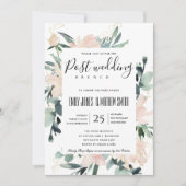 ZACHTE BLUSH PINK FLORAL GOLD POST WEDDING BRUNCH KAART (Voorkant)