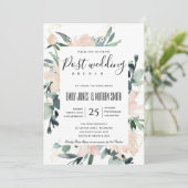 ZACHTE BLUSH PINK FLORAL GOLD POST WEDDING BRUNCH KAART (Staand voorkant)