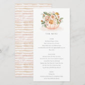 Zachte Blush Pink Pumpkin Floral Menu Kaart (Voorkant / Achterkant)