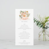 Zachte Blush Pink Pumpkin Floral Menu Kaart (Staand voorkant)