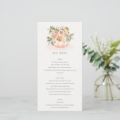 Zachte Blush Pink Pumpkin Floral Menu Kaart (Staand voorkant)