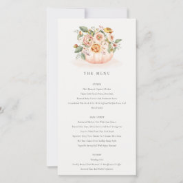Zachte Blush Pink Pumpkin Floral Menu Kaart