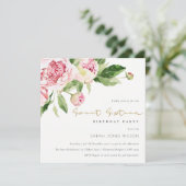 Zachte Blush Pioen Bloemen Zoete Zestien Verjaarda Kaart (Staand voorkant)