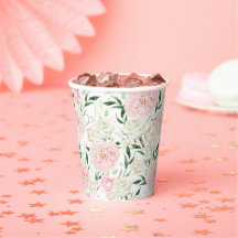 Zachte Blush Pioen & Roos Waterverf Bloemmotief