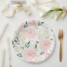 Zachte Blush Pioen & Roos Waterverf Bloemmotief