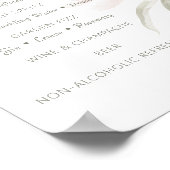 Zachte Blush Pioen Trouwbar Menu Poster (Hoek)