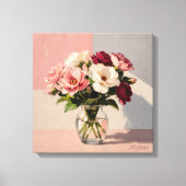 Zachte Blush Pioenrozen Vaas Canvas Print (Voorkant)