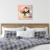Zachte Blush Pioenrozen Vaas Canvas Print (Insitu (Slaapkamer))