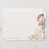 Zachte Blush Roos Bloemen Paar Botanische Bruiloft Notitiekaartje (Voorkant)