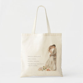 Zachte Blush Roos Bloemen Paar Botanische Bruiloft Tote Bag