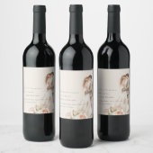 Zachte Blush Roos Bloemen Paar Botanische Bruiloft Wijn Etiket (Flessen)