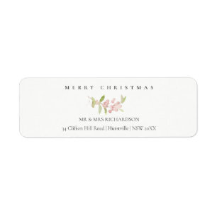 ZACHTE BLUSH ROOS PINK MERRY CHRISTMAS ADRES ETIKET
