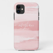 Zachte Blush Roze Aquarel Monogram Script Notitieb Case-Mate iPhone Case (Achterkant)