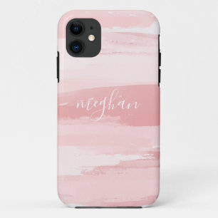 Zachte Blush Roze Aquarel Monogram Script Notitieb Case-Mate iPhone Case