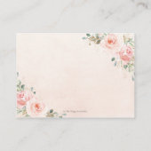 Zachte Blush Roze Bloemen Goud Bruiloft Details Informatiekaartje (Achterkant)