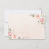 Zachte Blush Roze Bloemen Goud Groen Bruiloft RSV RSVP Kaartje (Achterkant)