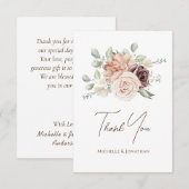 Zachte Blush Roze Bloemen Groen Bloemen Bloemen Br Bedankkaart (Voorkant / Achterkant)