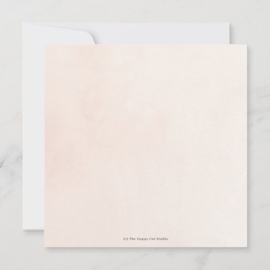 Zachte Blush Roze Bloemen Groen Bruiloft Vierkant Kaart (Achterkant)