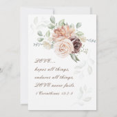 Zachte Blush Roze Bloemen Groen Christelijke Bruil Kaart (Achterkant)