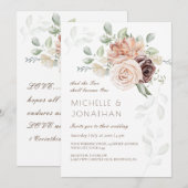 Zachte Blush Roze Bloemen Groen Christelijke Bruil Kaart (Voorkant / Achterkant)