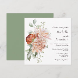 Zachte Blush Roze Bloemen Groen Christelijke Bruil Kaart