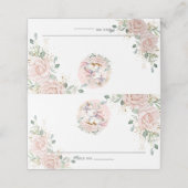 Zachte Blush Roze Bloemen Rozen Schattigee Eenhoor Plaatskaartje (Buitenkant ongevouwen)