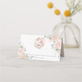 Zachte Blush Roze Bloemen Rozen Schattigee Eenhoor Plaatskaartje (Achterkant)