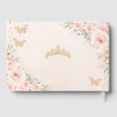 Zachte Blush Roze Bloemen Vlinders Quinceanera Gastenboek (Achterkant)