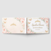 Zachte Blush Roze Bloemen Vlinders Quinceanera Gastenboek (Volledig)