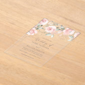Zachte Blush Roze Bloemige Bruiloft Acryl Uitnodigingen (Laagn)