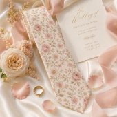 Zachte Blush Roze Bloemige Bruiloft Stropdas