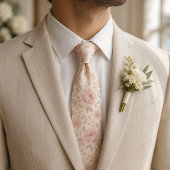 Zachte Blush Roze Bloemige Bruiloft Stropdas